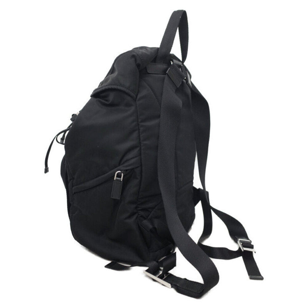 Prada enamel logo flap backpack triangle Black ReNylon